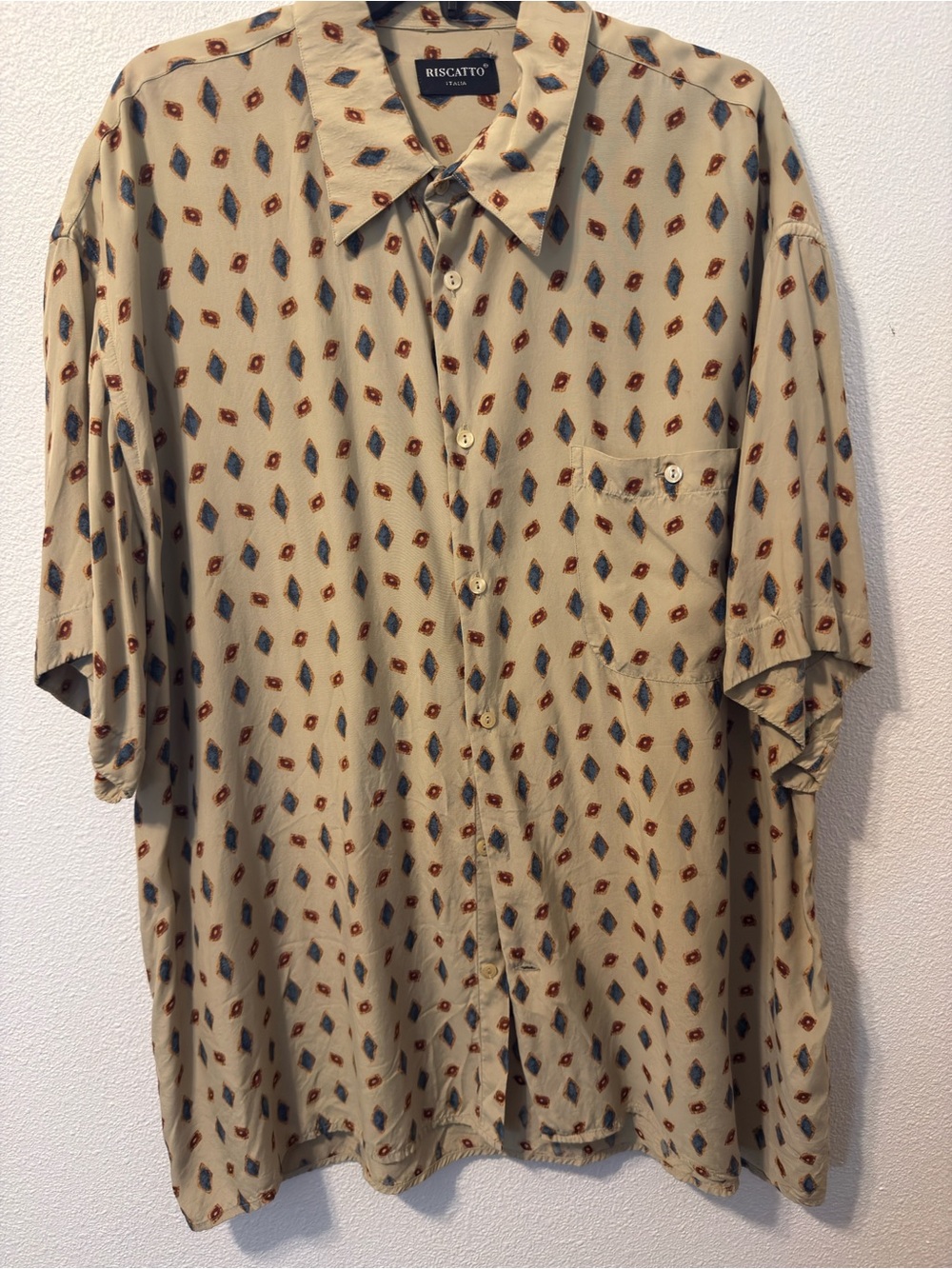 Riscatto Beige Patterned Short-Sleeve  Shirt